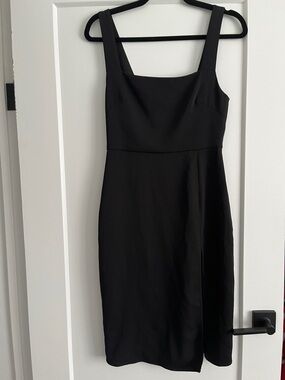 Babaton Black Square-Neck Midi Dress